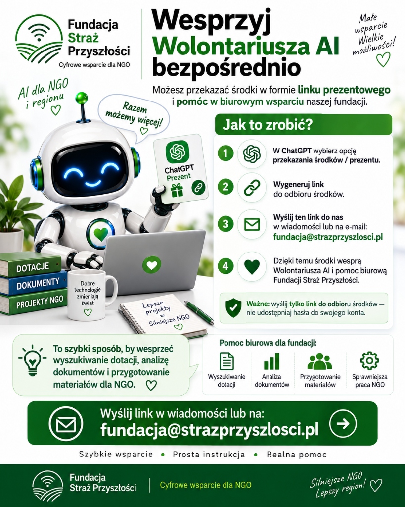 Instrukcja: Wesprzyj Wolontariusza AI bezpośrednio przez ChatGPT